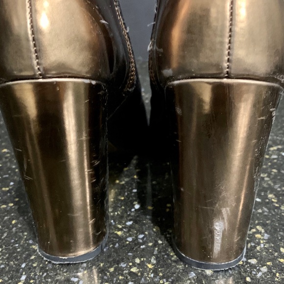 Ted Baker London Gold Foil Block Heeled Ankle Boot - Picture 8 of 13